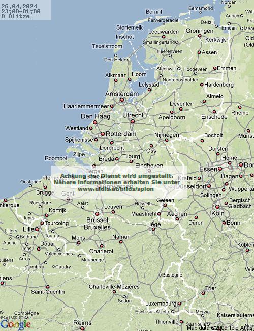 Blitze Niederlande 23:00 UTC Fr, 26.04.2024