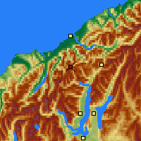 Nächste Vorhersageorte - Mt.Aspiring NP - Karte