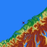 Nächste Vorhersageorte - Ōkārito - Karte