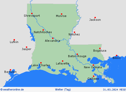übersicht Louisiana Nordamerika Vorhersagekarten