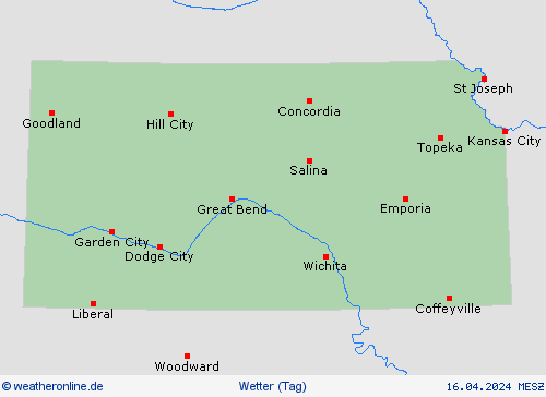 übersicht Kansas Nordamerika Vorhersagekarten