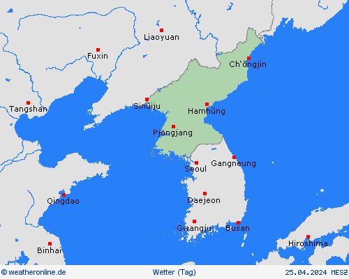 übersicht Nordkorea Asien Vorhersagekarten