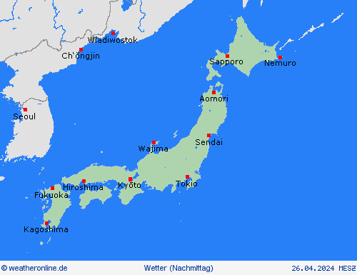 übersicht Japan Asien Vorhersagekarten