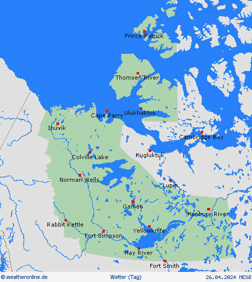 übersicht Nordwest-Territorien Nordamerika Vorhersagekarten