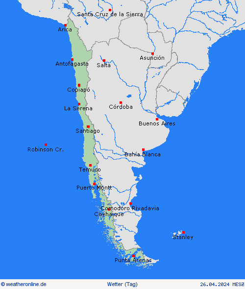 übersicht Chile Südamerika Vorhersagekarten