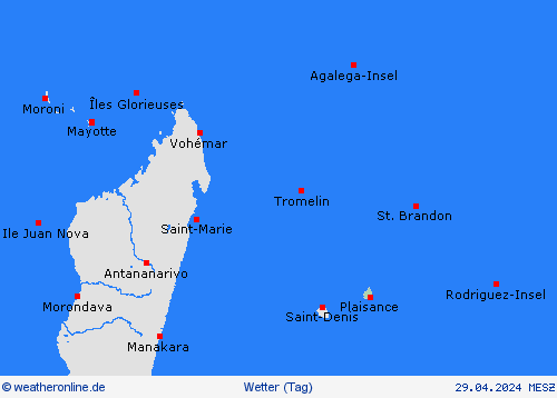 übersicht Mauritius Afrika Vorhersagekarten