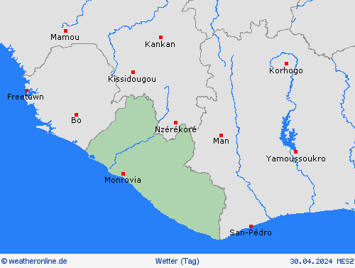 übersicht Liberia Afrika Vorhersagekarten