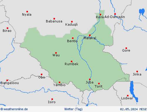 übersicht Südsudan Afrika Vorhersagekarten