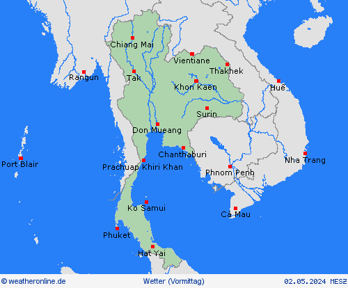 übersicht Thailand Asien Vorhersagekarten