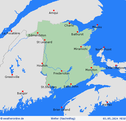 übersicht New Brunswick Nordamerika Vorhersagekarten