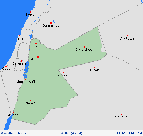 übersicht Jordanien Asien Vorhersagekarten