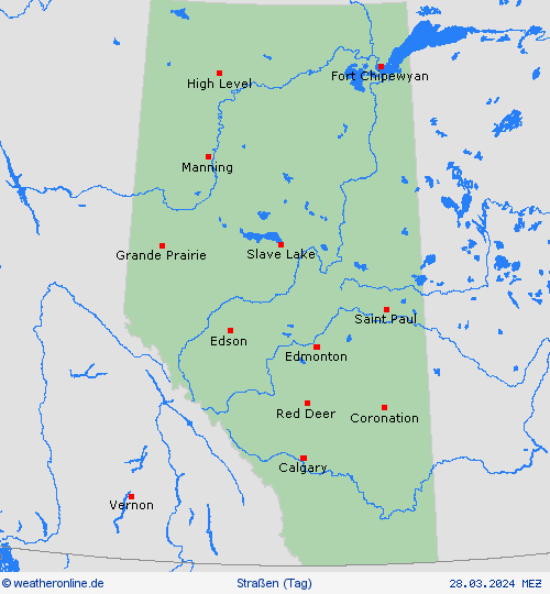 straßenwetter Alberta Nordamerika Vorhersagekarten