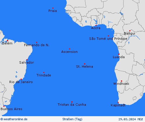 straßenwetter Atlantische Inseln Afrika Vorhersagekarten