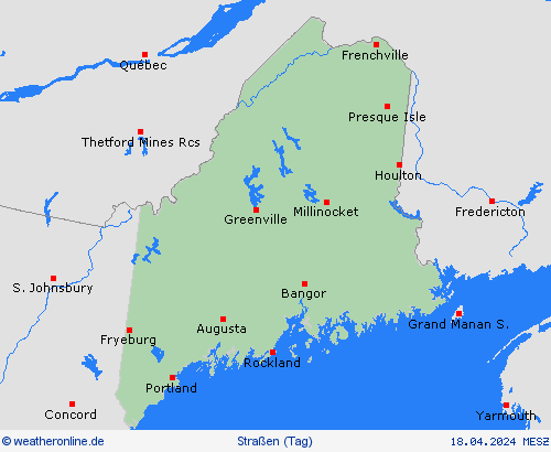 straßenwetter Maine Nordamerika Vorhersagekarten