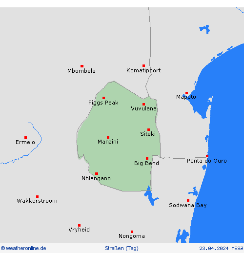 straßenwetter Swasiland Afrika Vorhersagekarten