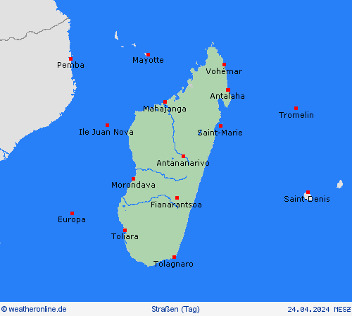 straßenwetter Madagaskar Afrika Vorhersagekarten
