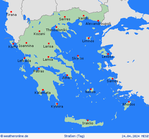 straßenwetter Griechenland Europa Vorhersagekarten