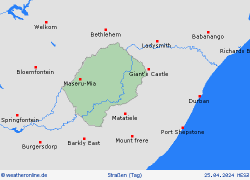 straßenwetter Lesotho Afrika Vorhersagekarten