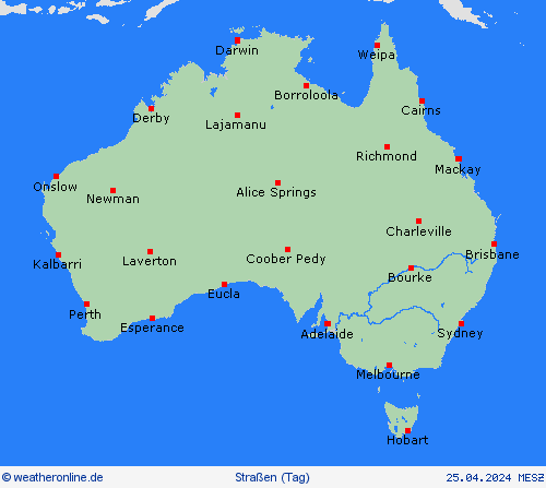 straßenwetter Australien Ozeanien Vorhersagekarten