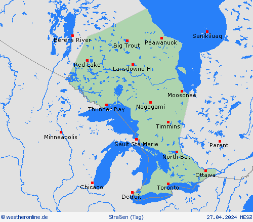 straßenwetter Ontario Nordamerika Vorhersagekarten