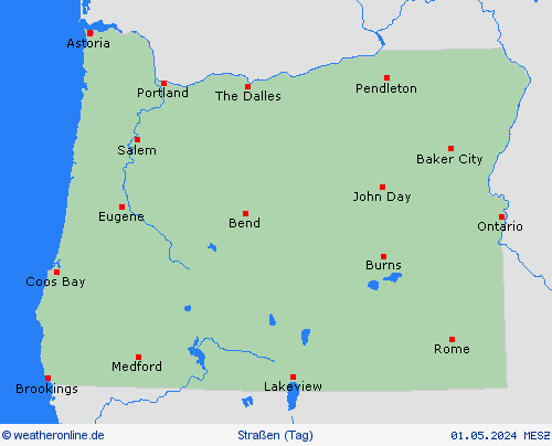 straßenwetter Oregon Nordamerika Vorhersagekarten