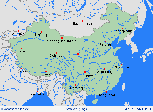 straßenwetter China Asien Vorhersagekarten