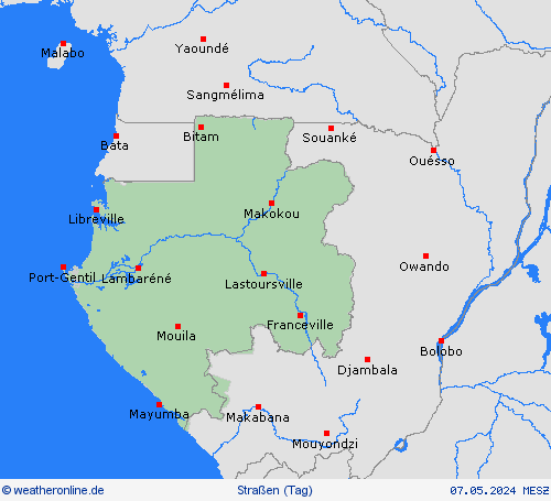 straßenwetter Gabun Afrika Vorhersagekarten