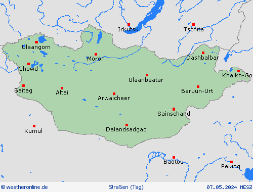 straßenwetter Mongolei Asien Vorhersagekarten