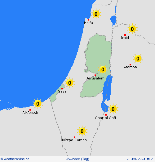 uv-index Palästinensische Autonomiegebiete Asien Vorhersagekarten