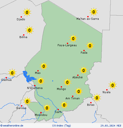 uv-index Tschad Afrika Vorhersagekarten