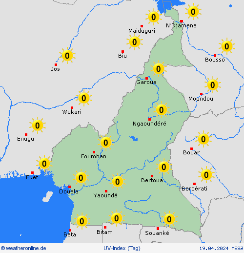 uv-index Kamerun Afrika Vorhersagekarten