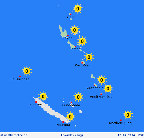uv-index Vanuatu Ozeanien Vorhersagekarten