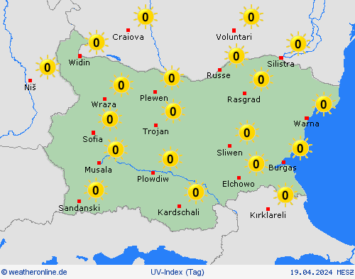 uv-index Bulgarien Europa Vorhersagekarten