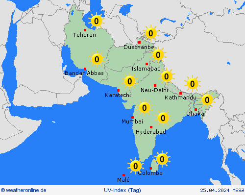 uv-index  Asien Vorhersagekarten