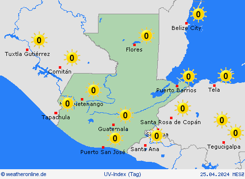 uv-index Guatemala Mittelamerika Vorhersagekarten
