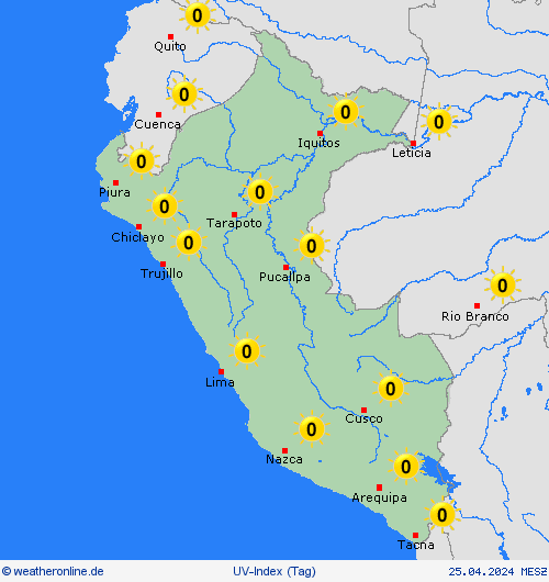 uv-index Peru Südamerika Vorhersagekarten