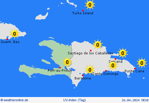 uv-index Haiti Mittelamerika Vorhersagekarten