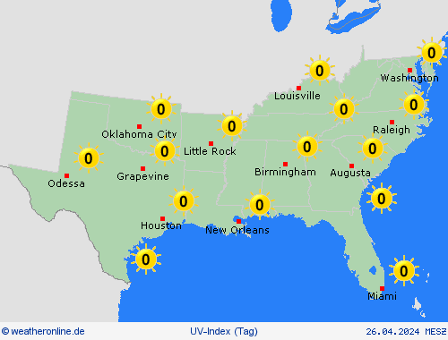 uv-index  Nordamerika Vorhersagekarten