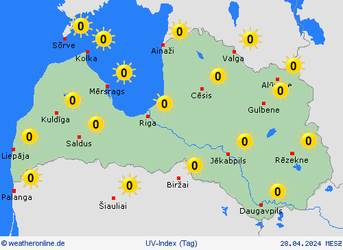 uv-index Lettland Europa Vorhersagekarten