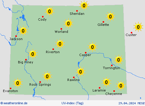 uv-index Wyoming Nordamerika Vorhersagekarten