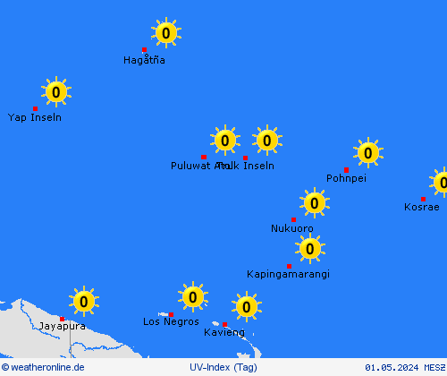 uv-index Mikronesien Ozeanien Vorhersagekarten