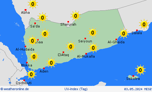 uv-index Jemen Asien Vorhersagekarten