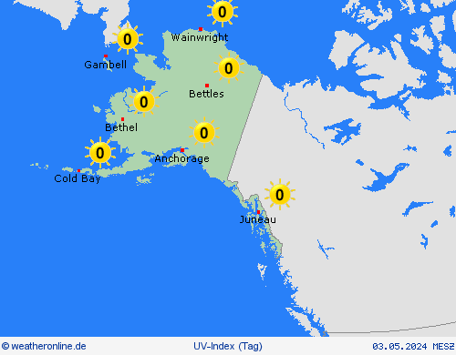 uv-index  Asien Vorhersagekarten