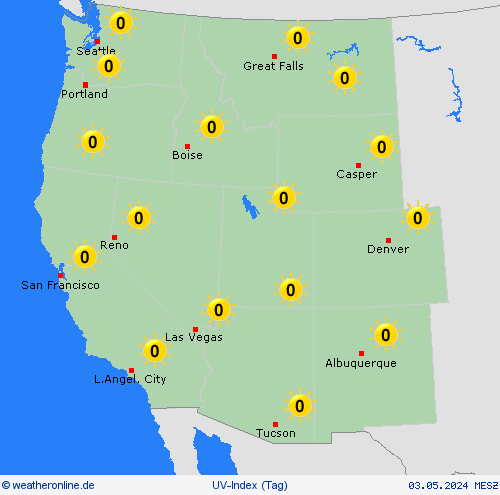 uv-index  Nordamerika Vorhersagekarten