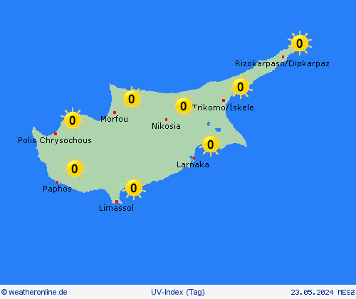 uv-index Zypern Europa Vorhersagekarten