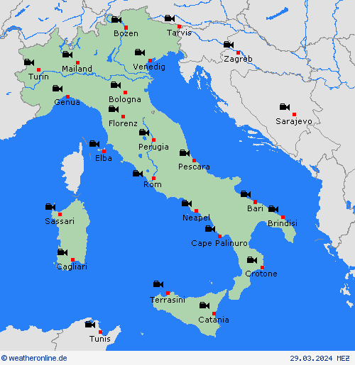 webcam Italien Europa Vorhersagekarten