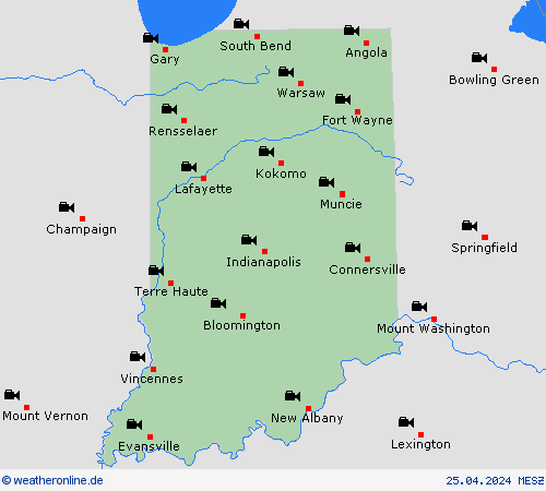 webcam Indiana Nordamerika Vorhersagekarten
