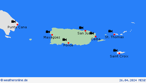 webcam Puerto Rico Mittelamerika Vorhersagekarten