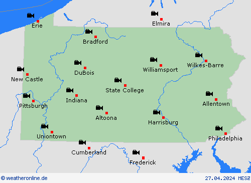 webcam Pennsylvania Nordamerika Vorhersagekarten