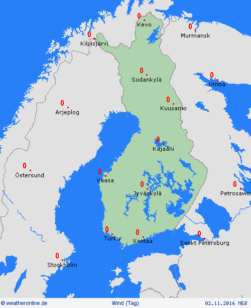 wind Finnland Europa Vorhersagekarten